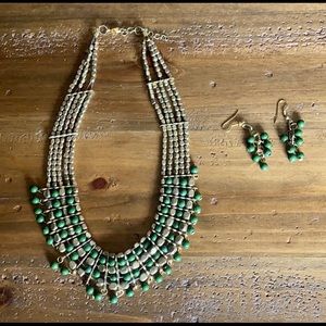 Aztec Metal Beads Necklace & Earring Set